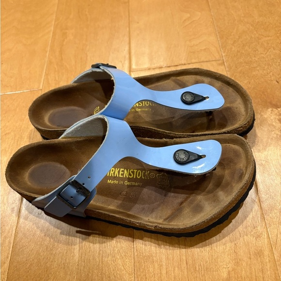 Birkenstock Shoes - Birkenstock Gizeh thong sandals light blue patent sz 39 or 8